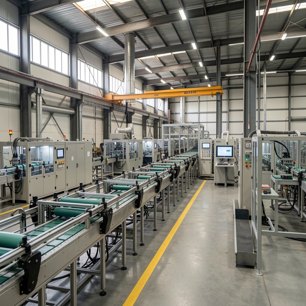 Planta de manufactura argentina con líneas de producción automatizadas y acero sin personas